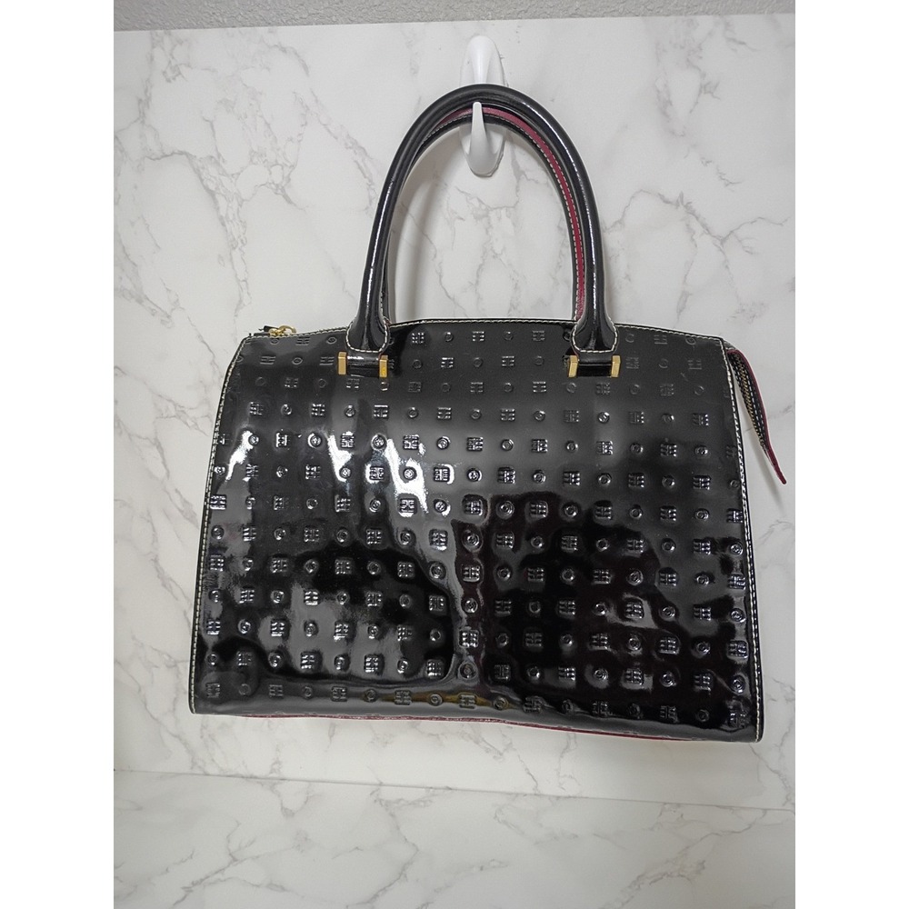 ARCADIA Snakeskin & Black Patent Leather Monogram Satchel - NWOT